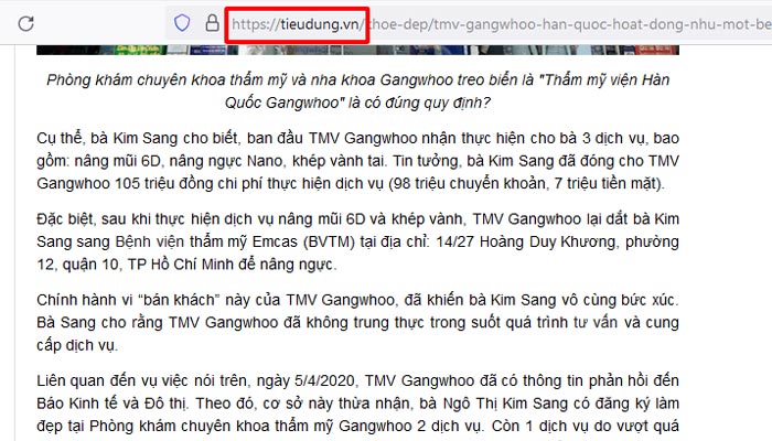 Website không chính thông đăng thông tin, hình ảnh Gangwhoo lừa đảo KH